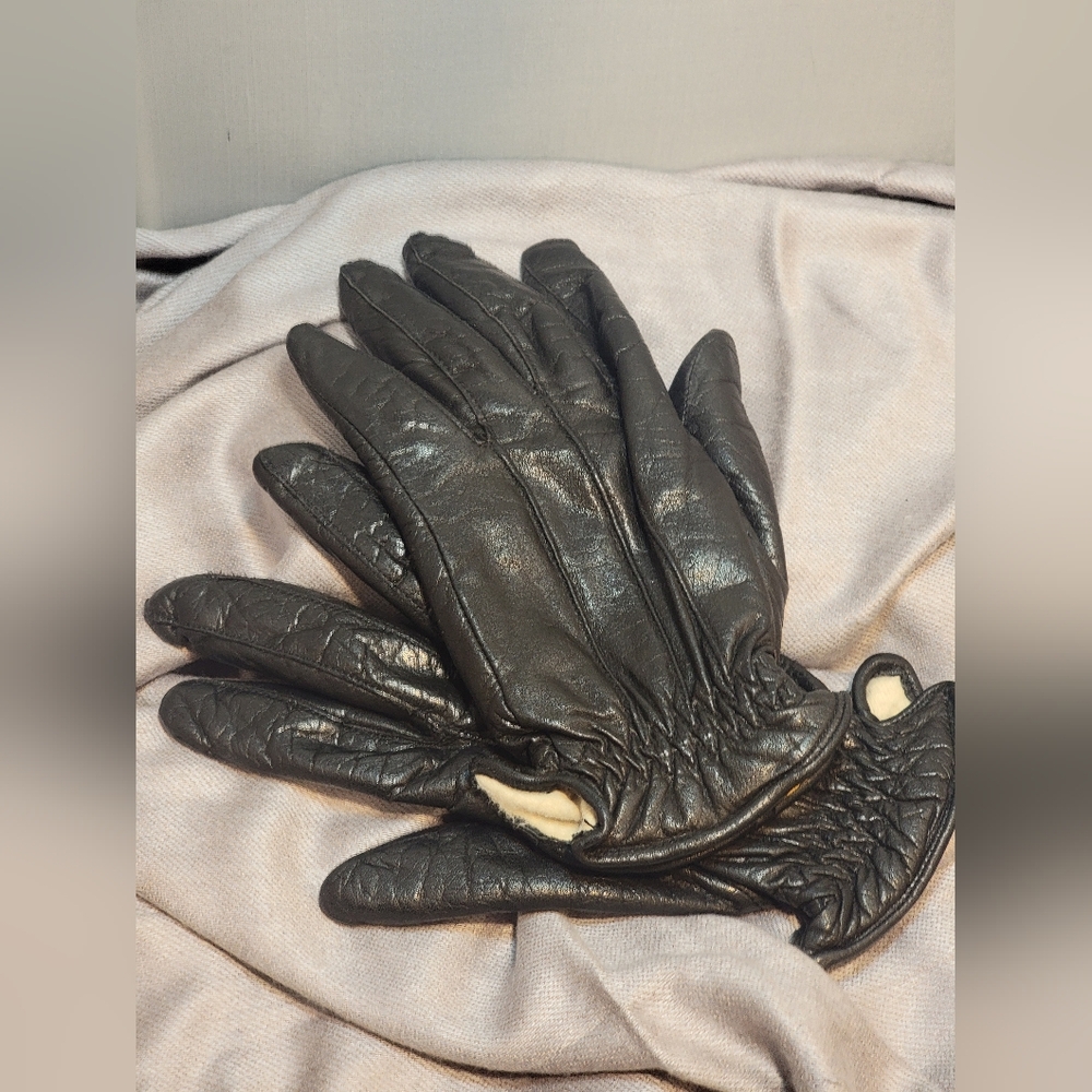 Vintage Eddie Bauer Womens Black Leather Gloves